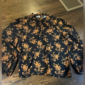 Black high neck with mustard gold flowers